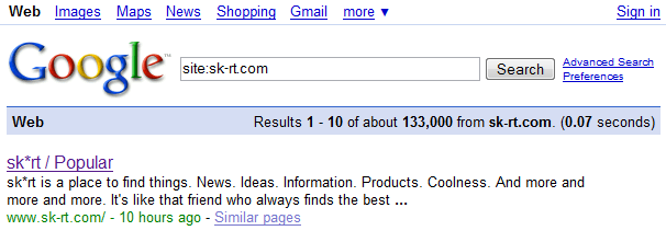 133k pages indexed