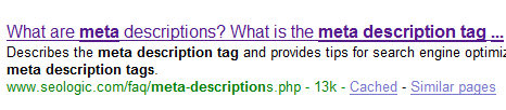 Search Engine Optimization Tip - Meta Description Tag